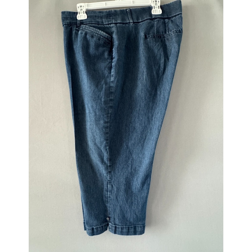 Khakis & Co Women's Plus 14W Capri Jeans Dark Blue Denim Stretch Weekend Casual